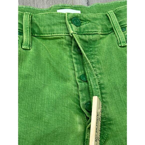 Mother Womens The Thrasher Jeans High Rise Button Fly Denim Kelly Green Size 28 - Picture 4 of 13